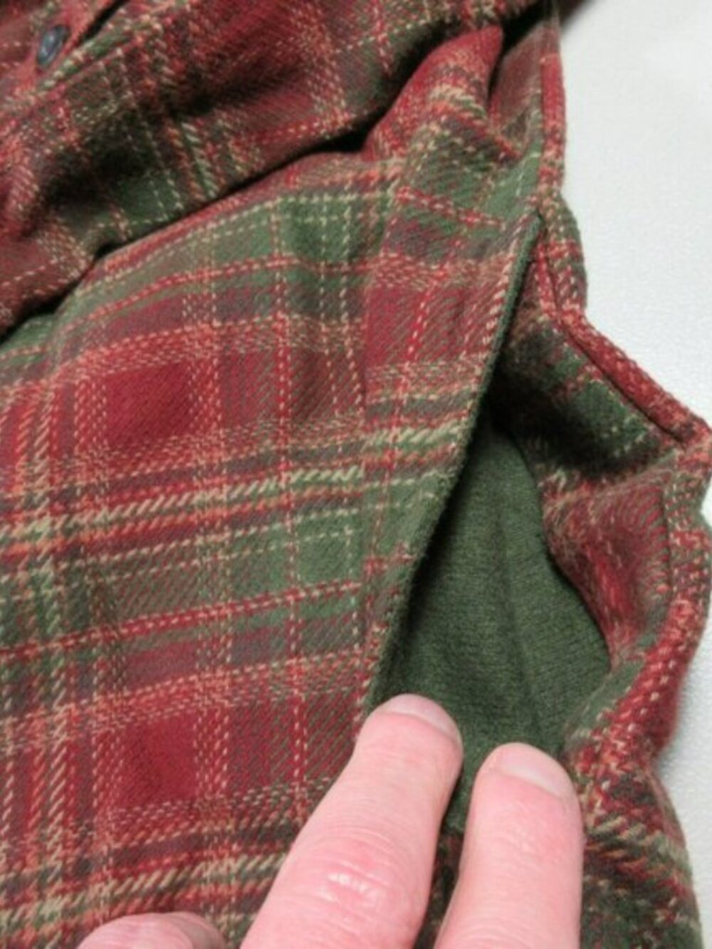 Orvis mens red green beige plaid heavyweight hunting work flannel L - Picture 10 of 12